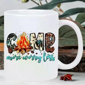 1pc, 11oz CAMP Ceramic Coffee Mug, Hand-Wash Only, Perfect for All Beverages & Gifts
